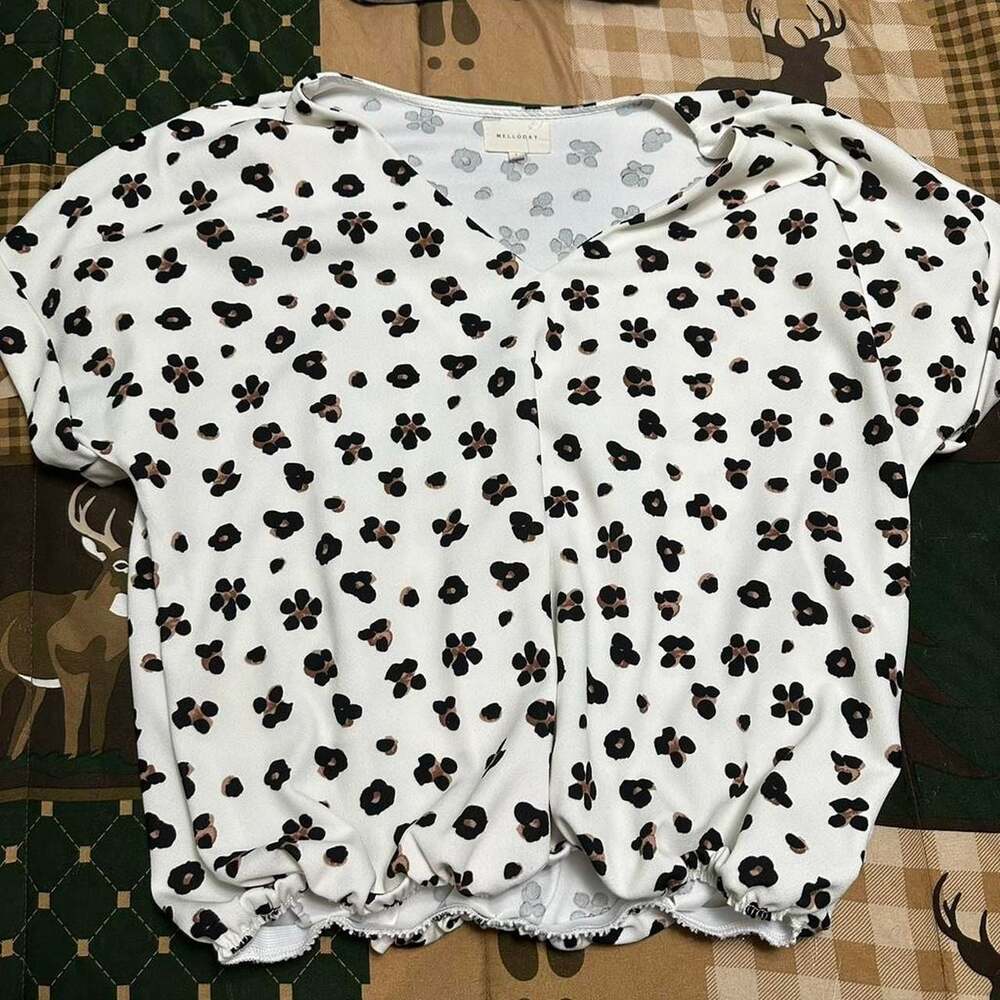 Melloday Floral V-Neck Blouse Size L